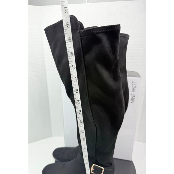 Nine West Andone 2 Over-The-Knee Boots Womens Sz 7M Wofe Calf Black Faux Suede - Picture 2 of 13